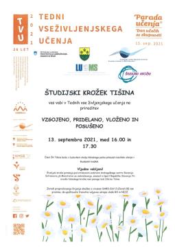 Vabilo Študijskega krožka Tišina na prireditev Vzgojeno, pridelano, vloženo in posušeno